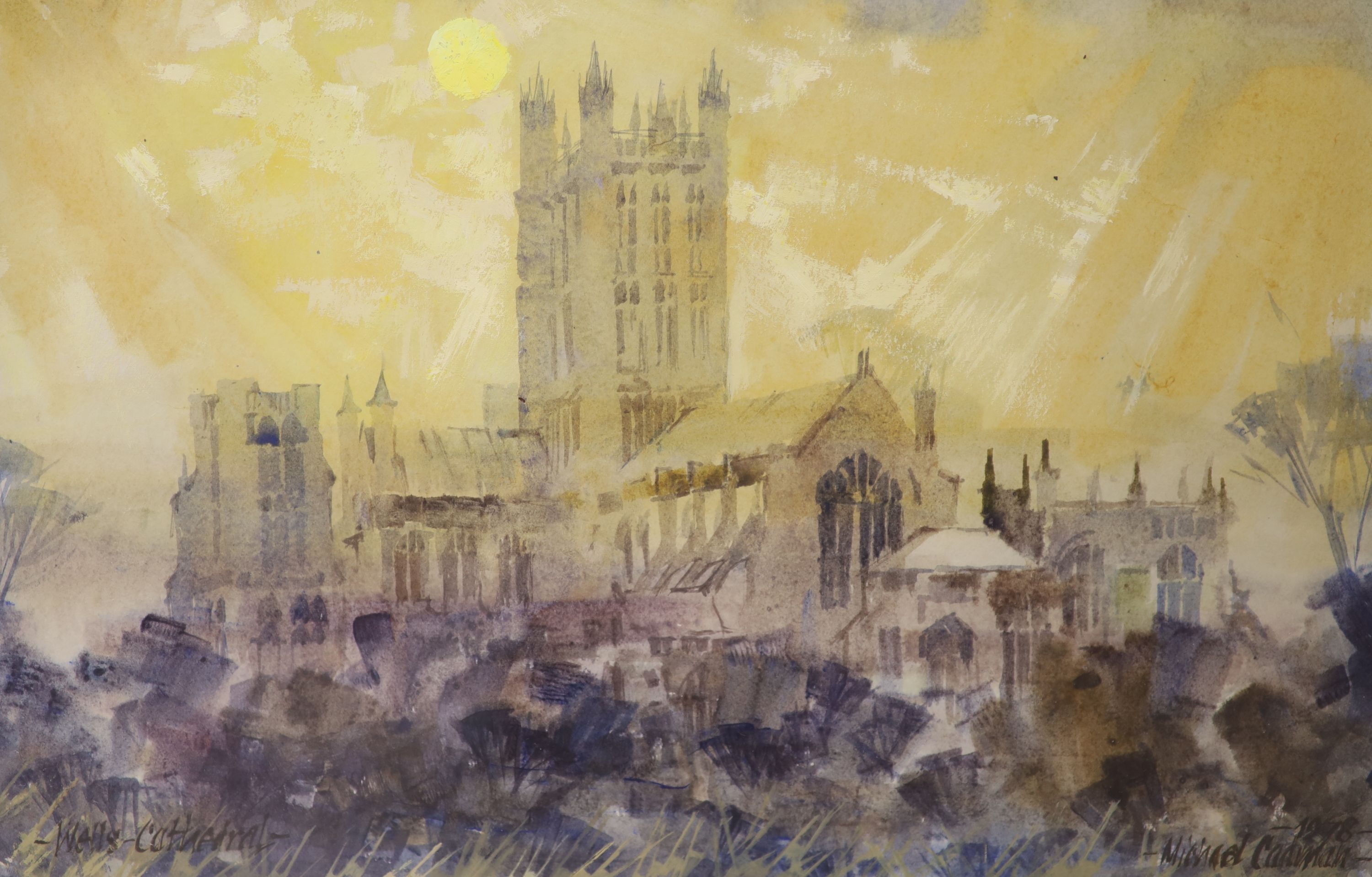 Michael Lawrence Cadman (1920-2012), watercolour, Wells Cathedral, signed and dated 1978, 26 x 39cm